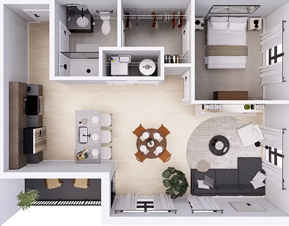 4th and 5th - 1D Floor plan 760 SF 4th and 5th - 1D Floor plan 760 SF