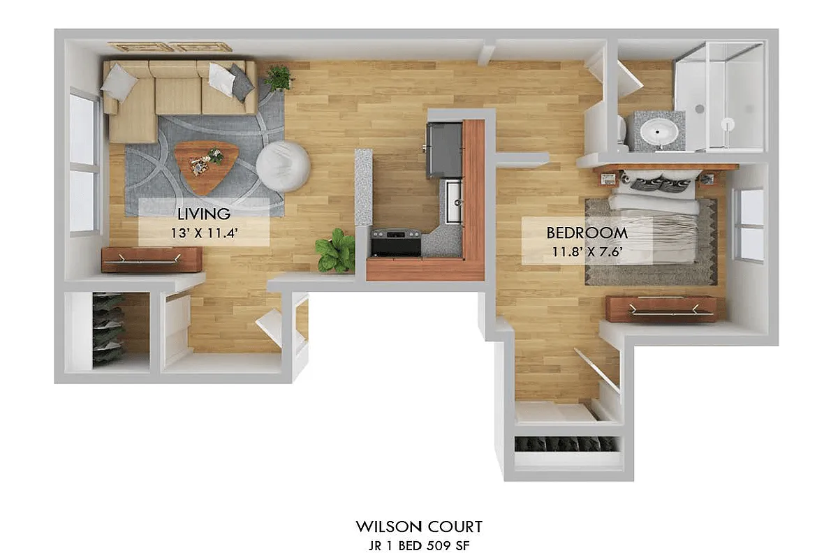 Floor plan Jr. One Bedroom
