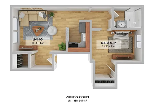 Floor plan Jr. One Bedroom
