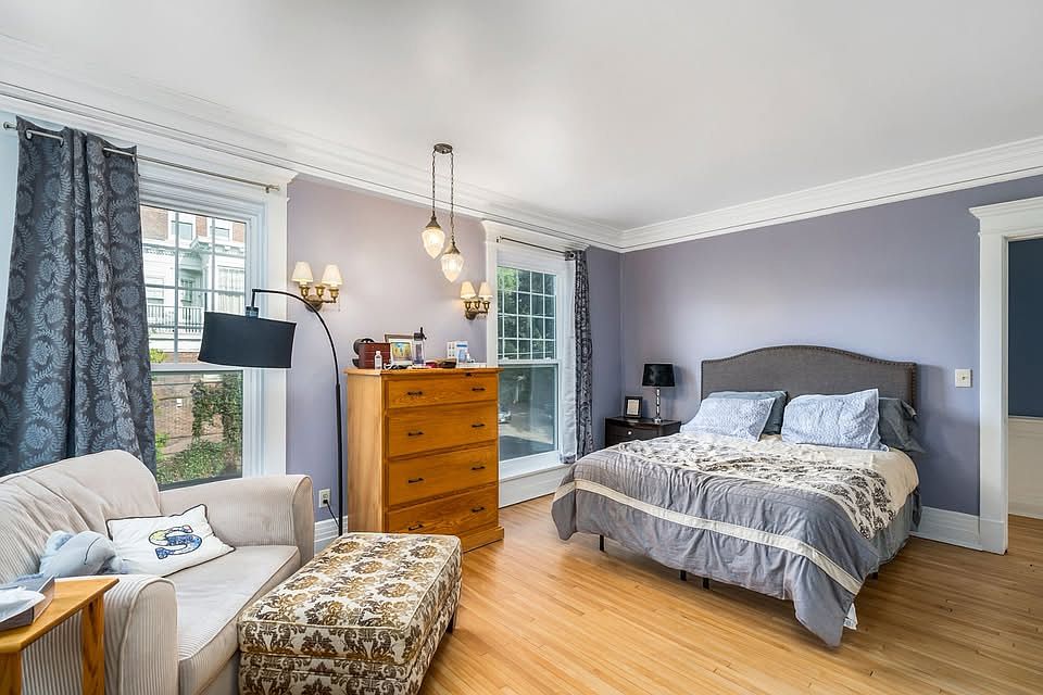 Easily fits a Queen bed with plenty of space for a desk area and couch!