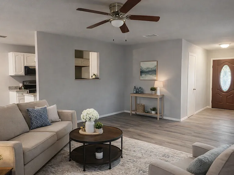 Virtually staged image. Furniture and decor shown are digital renderings for illustrative purposes only. Home is currently vacant.