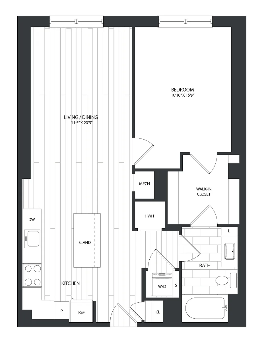Floor plan 1 Bed/1 Bath-A1G