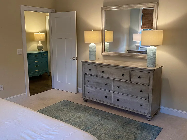 View from Master into hallway. Queen bedroom is next to Master.