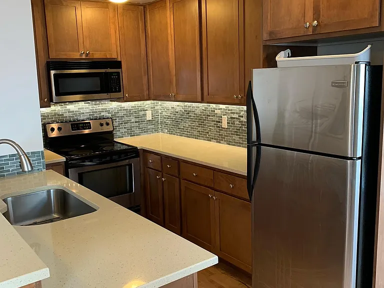 Stainless steel appliances- Dishwasher, built in microwave, glass-top stove, and fridge.