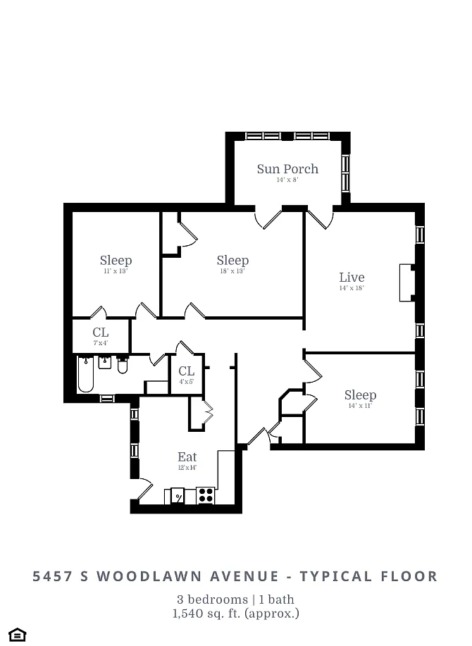 Floor plan 3 Bed | 1 Bath (D1)