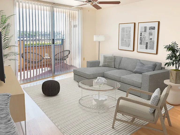 Living Room with Hard Surface Flooring and Balcony