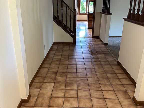 Entry and hallway to living room, kitchen and upstairs