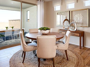 Cafe area with charming furnishings just off the kitchen