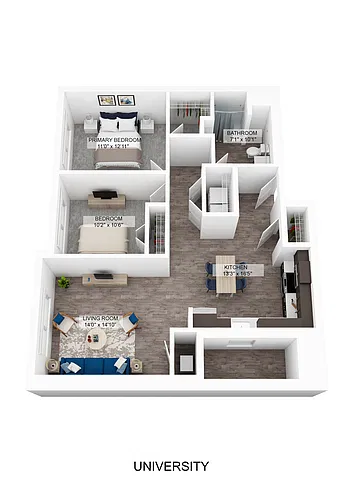 Floor plan University (2 Bedrooms)