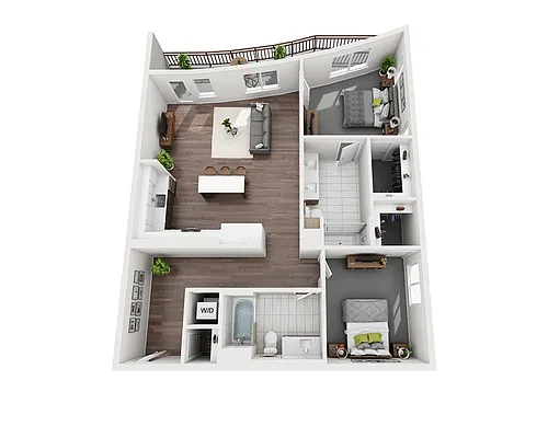 Floor plan Two Bedroom B2J