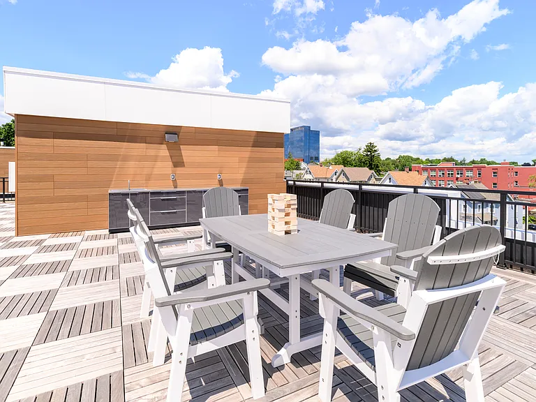 Roof top games include things like Corn Hole, Jenga, and lifesize Chess
