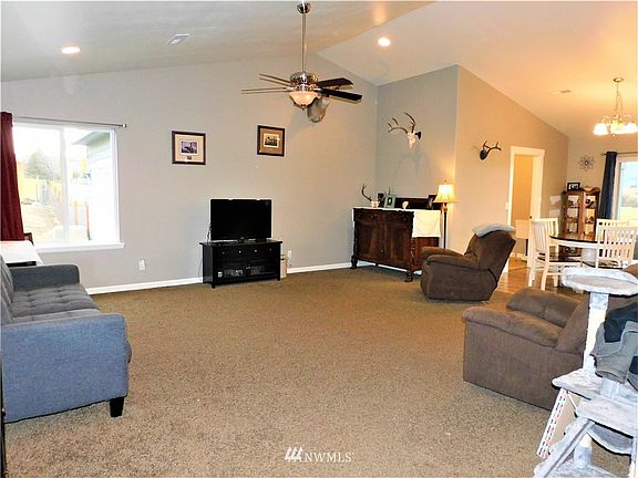Living room with vaulted ceilings