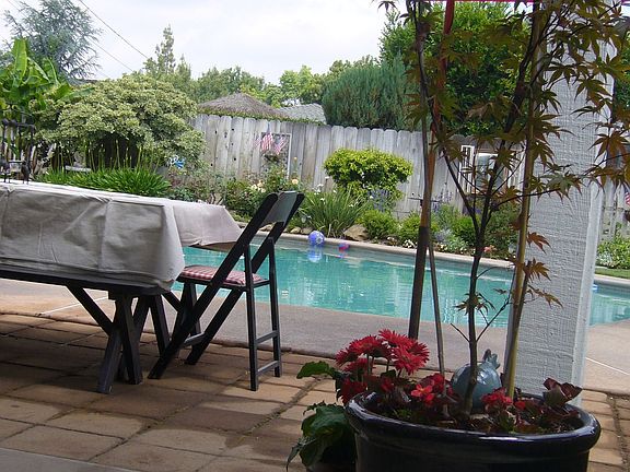 Pool side paved patio