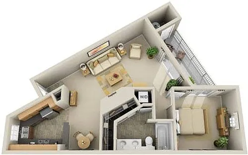 Floor plan 1BR - 1BTH DLX