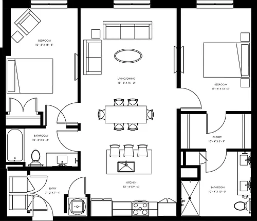 Floor plan B1 - Two Bedroom