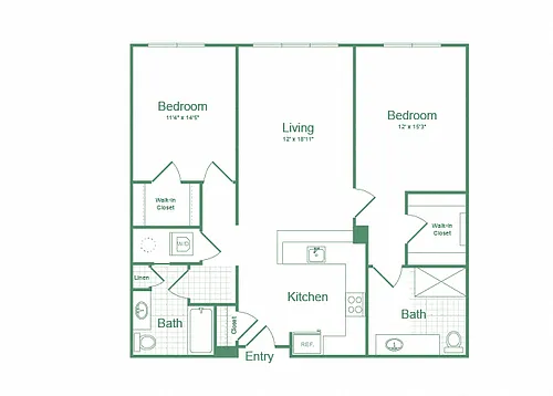 Floor plan Two Bedroom B1