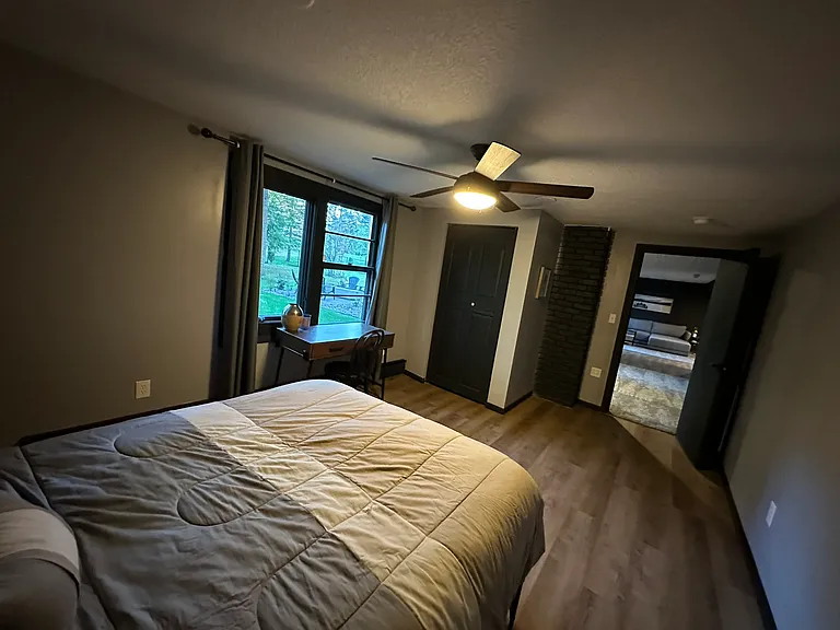 Updated light/fan and hinged closet.