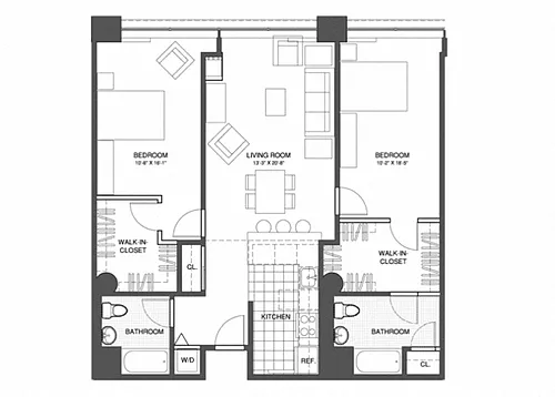 Floor plan 2 Bed/2 Bath