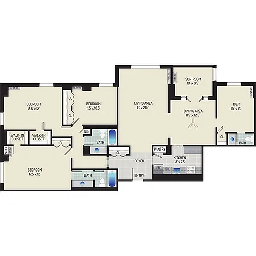 Floor plan 3 Bedrooms + 2.5 Baths