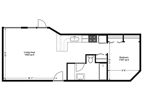 Floor plan 1BD- Signature Series