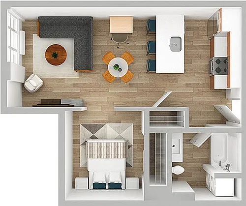 Floor plan The Harrison (Open 1BR)