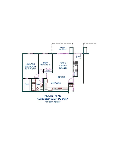 Floor plan 1 Bedroom With Den
