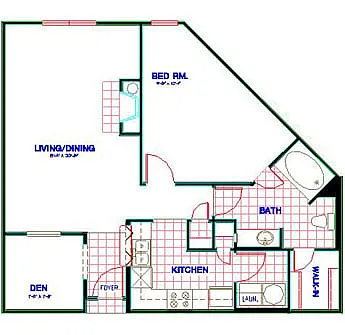 Floor plan Traditional 1x1 806-840 SF