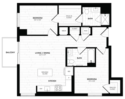 Floor plan 2 Bed/2 Bath-B4