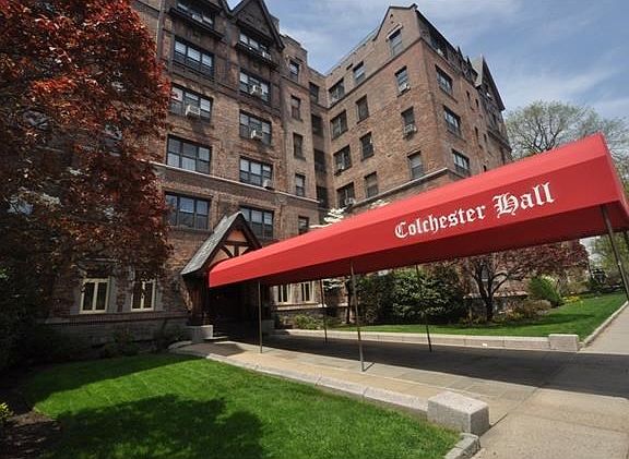 Colchester Hall is a Dog Friendly prewar Tudor building with a large terrace overlooking picturesque Garth Woods.  The building has recently installed new  passenger and freight elevators.  Other features include two laundry rooms and building storage. Sh