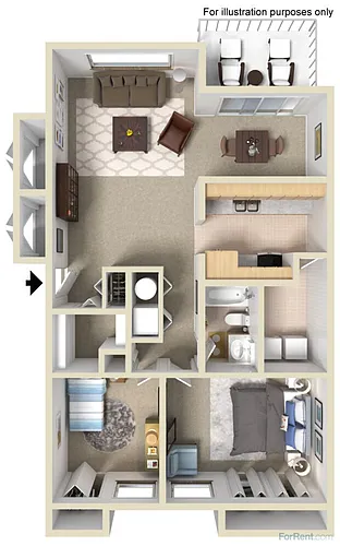 Floor plan Two Bedroom One Bath