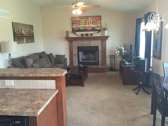 Living room with fireplace.