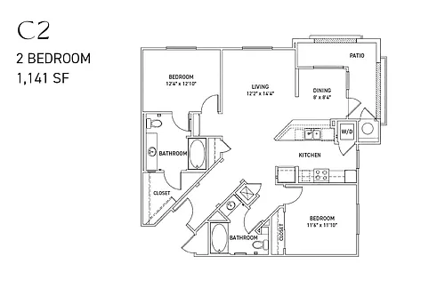 Floor plan C2 Two Bedroom Renovated