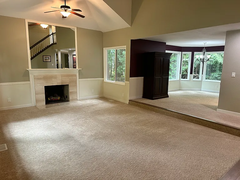 Living room and dining room looking from the entrance
