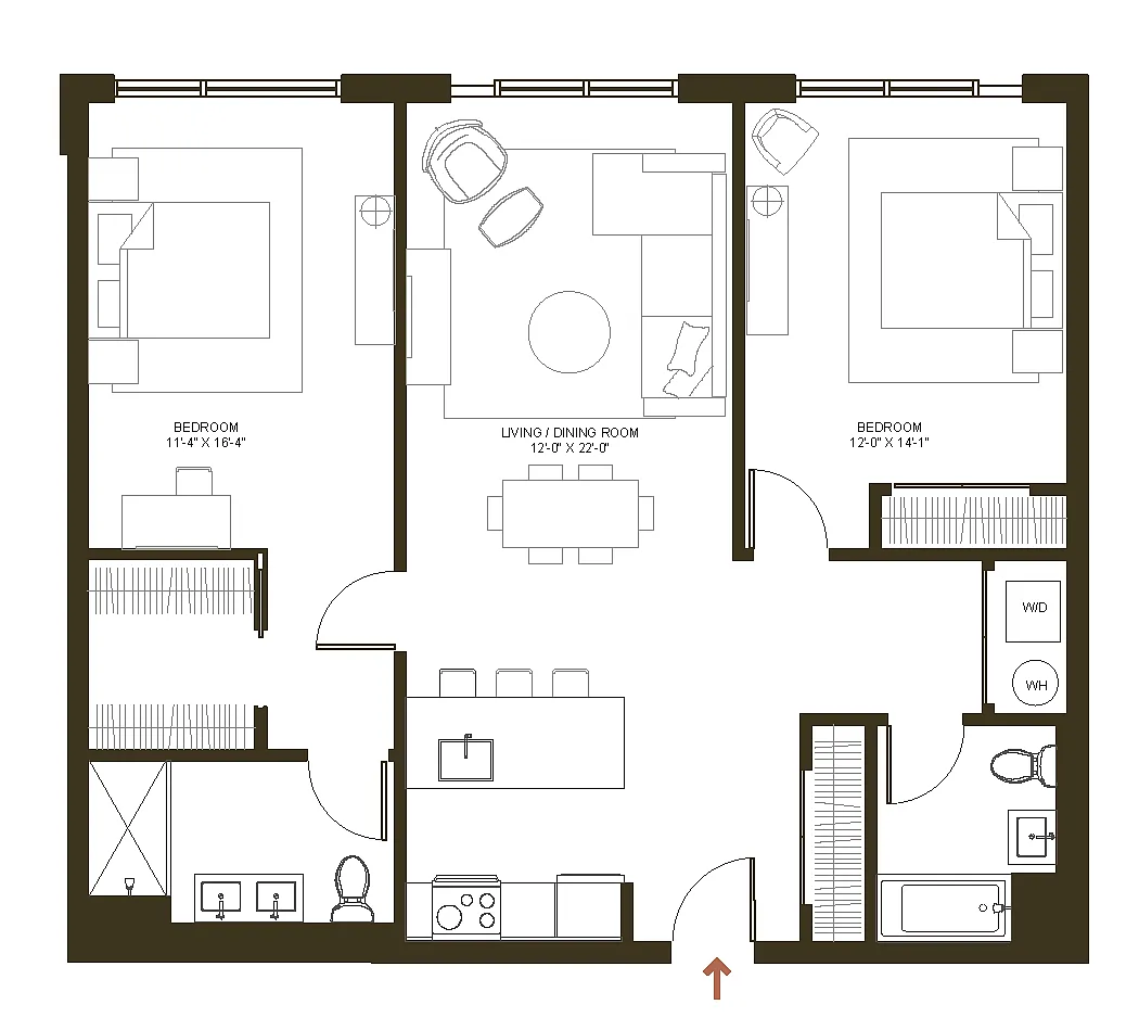 Floor plan 2B-2B
