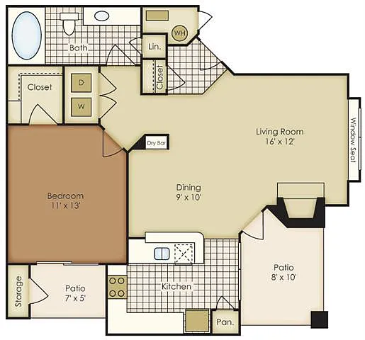 Floor plan One Bedroom 3A1A