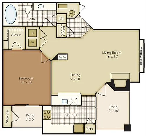 Floor plan One Bedroom 3A1A