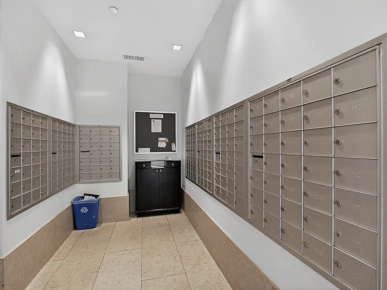 Tenant-keyed mailbox area located near the secure package room.