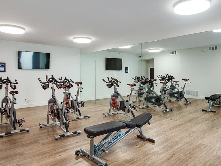 Fitness center also features a spin room
