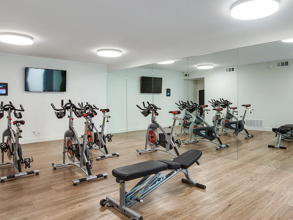 Fitness center also features a spin room