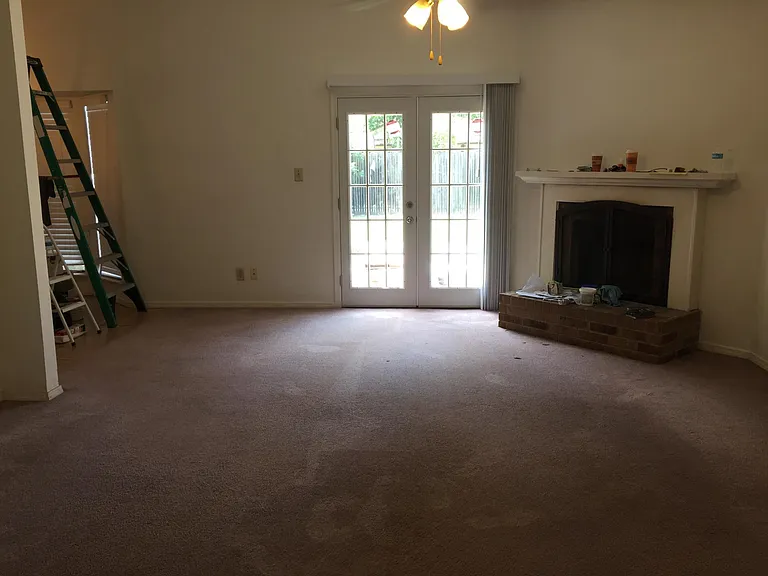 French doors lead to large back yard.