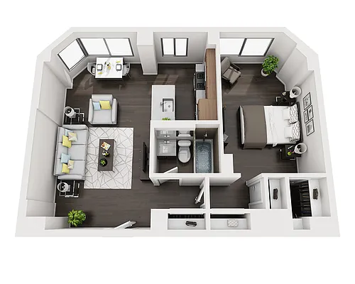 Floor plan One Bedroom A1M