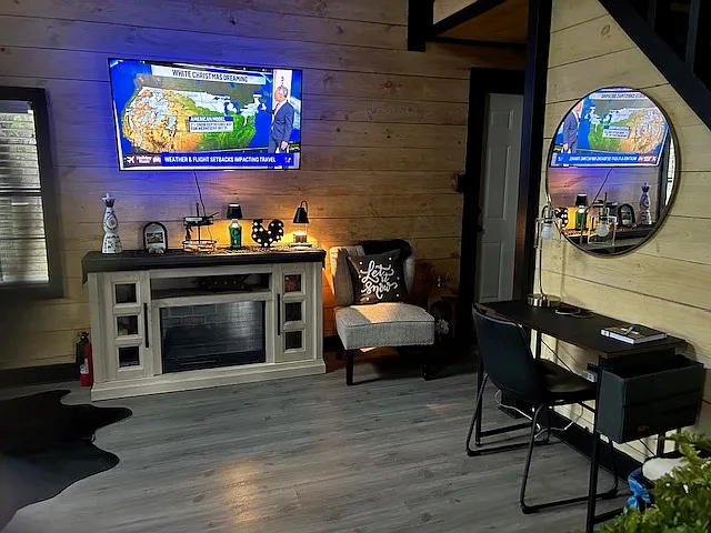 Cozy up in front of the fireplace and watch netflixs