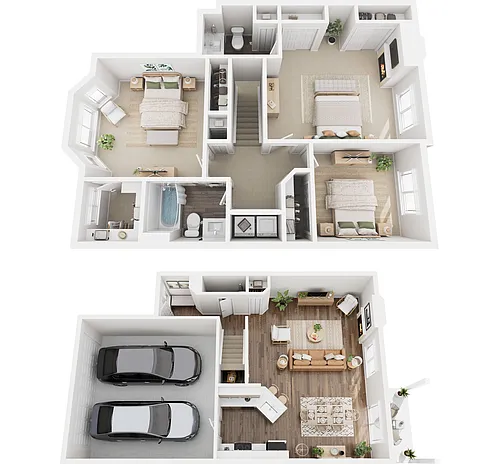 Floor plan 3x2.5 Townhome - C3 & C4 Renovated