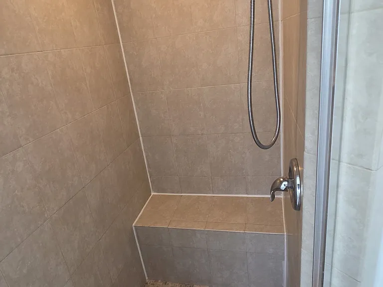 walk-in tiled shower