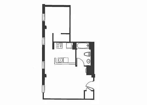 Floor plan 1 Bed 1 Bath - A1J