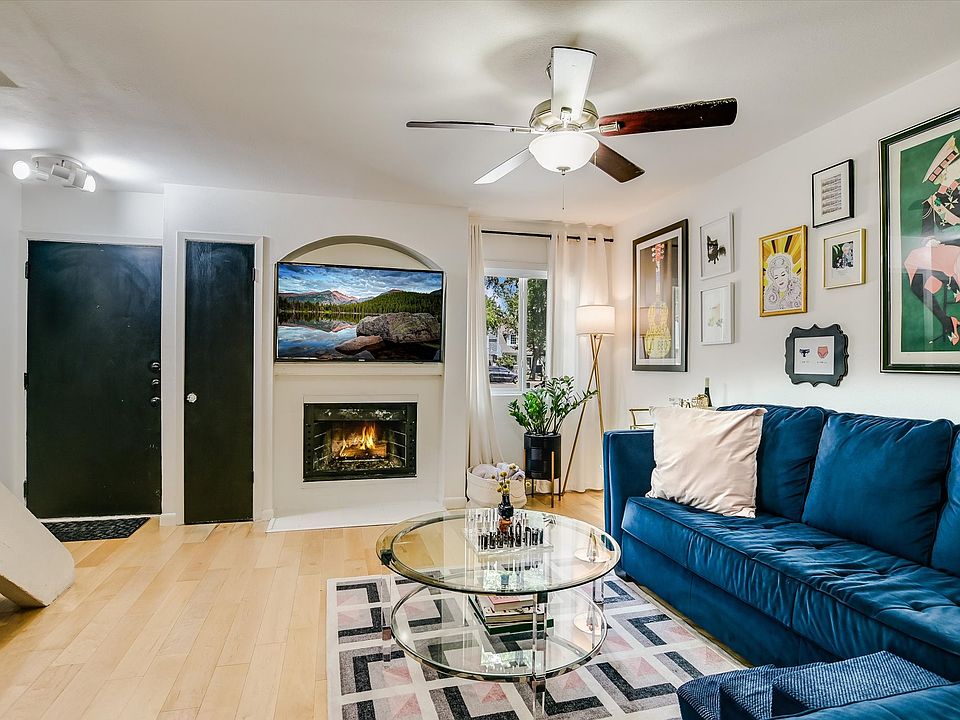 Living room with cozy fireplace