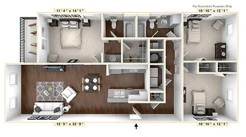 Floor plan The Lombard 3 BR 2 BA