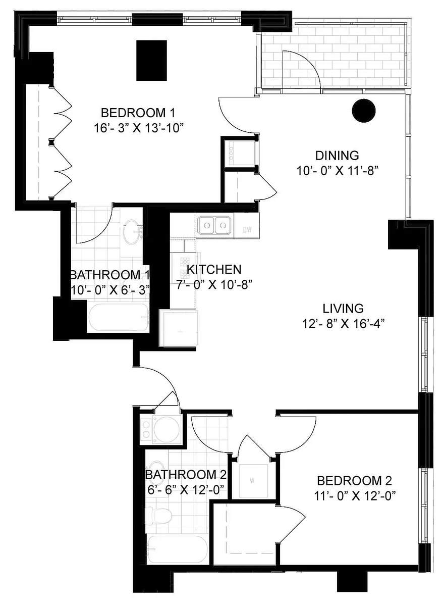 Floor plan 2 Bed/2 Bath-C07