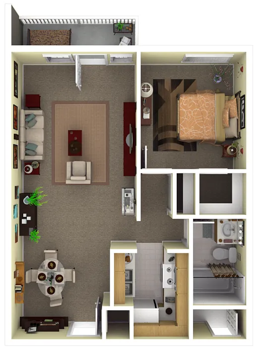 Floor plan 1 Bedroom - Balcony