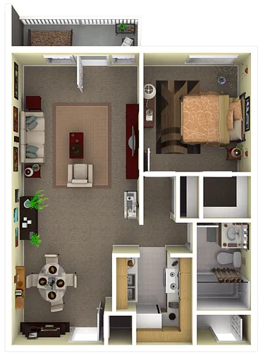 Floor plan 1 Bedroom - Balcony